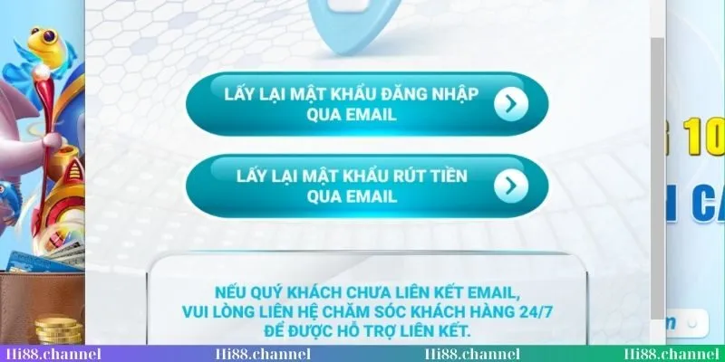 Cách lấy lại mật khẩu truy cập Hi88