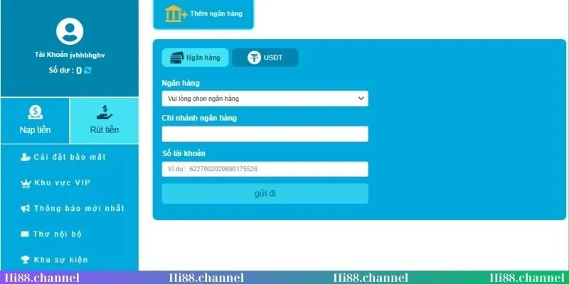 Hi88 hỗ trợ rút tiền cực nhanh
