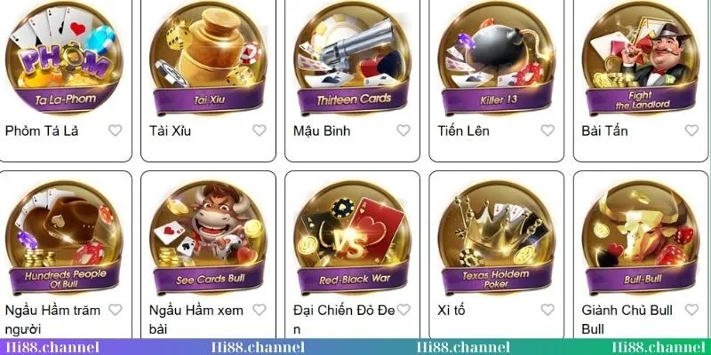 Thông tin về danh mục game bài Hi88
